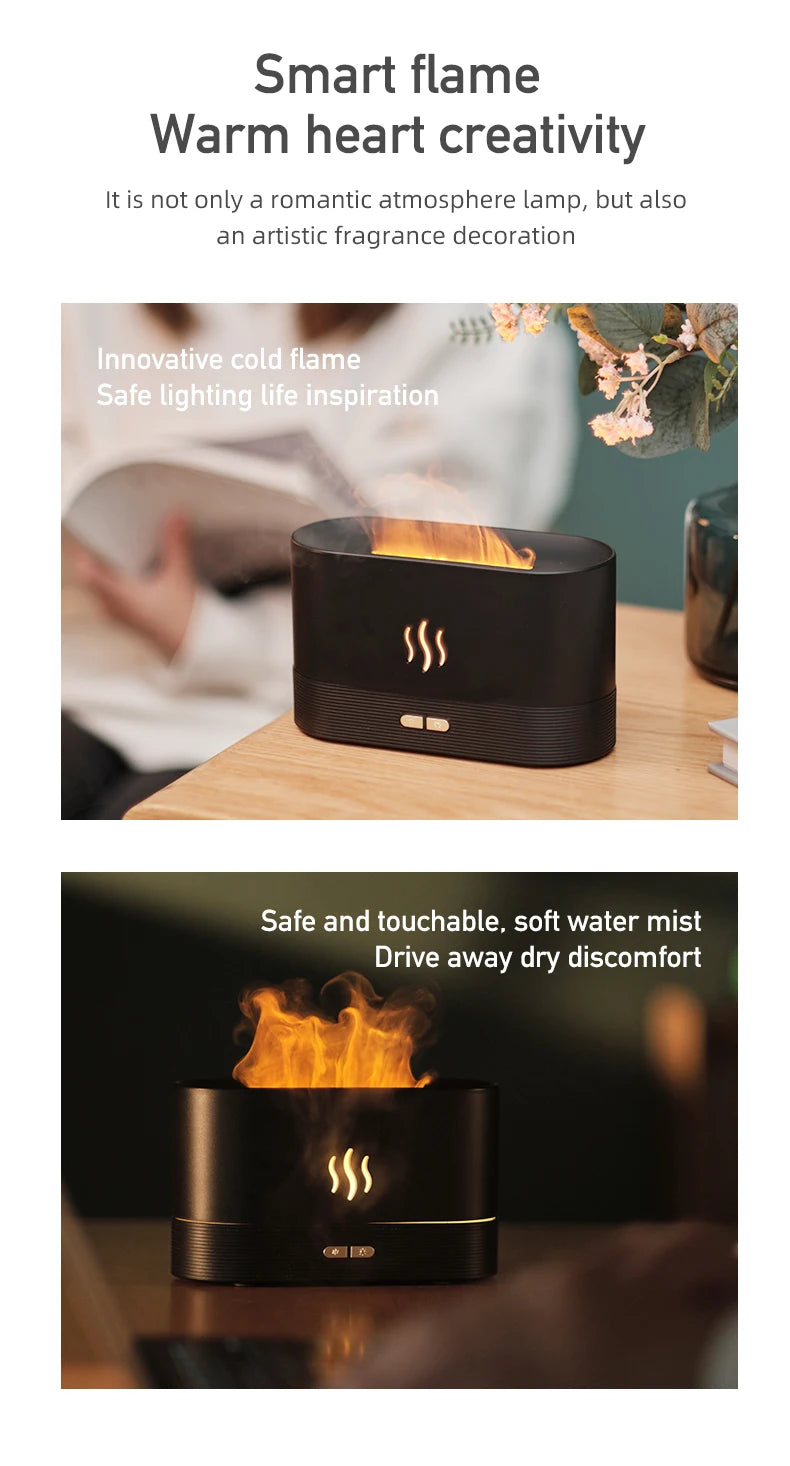 Aroma Diffuser Air Humidifier Flame Lamp Diffusor Black.